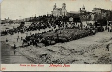 Postcard~Memphis Tennessee~Scene on River Front~Cotton Bails~Posted 1908 picture