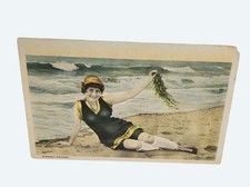 Antique 1919 Postcard Washed Ashore Beach Scene Lady Handwritten Message picture
