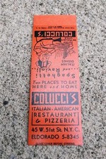 RARE VINTAGE MATCHBOOK FLAT COLUCCI'S ITALIAN RESTAURANT PIZZERIA NEW YORK CITY picture