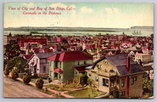 San Diego California City Bay & Coronado Antique Postcard c.1918 picture
