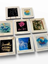 Set of Eight, Vintage 1970s/1980s Carnival Game Prize, Mirror / Glass Tile Art picture