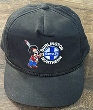 Vintage Burlington Northern Santa Fe Railroad BNSF Rope Snapback Hat Black picture
