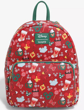 Loungefly Mini Backpack: MICKEY MOUSE HOLIDAY Sweets & Treats AOP Christmas Red picture
