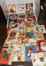 MCM Vintage 50s 60s USED Christmas Santa , Snowmen, Retro… Cards 30 picture