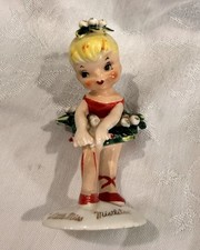 Vintage Lefton Little Miss Mistletoe Girl Ballerina Figurine 1950s Christmas picture