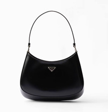 PRADA Cleo black brushed leather shoulder Bag, Silver Hardware, Dust Bag & Card picture