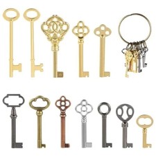 12pcs Skeleton Key Set | Universal Hollow Barrel Keys for Antique Cabinet Door picture
