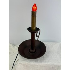 Vintage Electric Chamberstick Lamp Rustic Metal Candle Holder Flickering Bulb picture