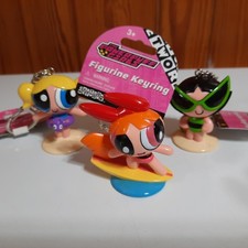 Vintage NOS Cartoon Network Powerpuff Girls Keychain Set of 3 RARE HTF  picture