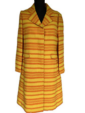 VTG 1960's Bardley Wool Orange Yellow Stripes Coat MCM Mod Glam EXCELLENT size M picture
