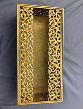 Vintage Hollywood Regency Gold Filigree Metal Tissue Box picture