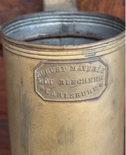 Antique August Mayerle Karlsruhe German Brass Tin Strainer Cup 1800s 5” picture