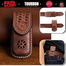 TOURBON Leather Pocket Knife Sheath Folding  Knives Case Belt Pouch fit BUCK 112 picture