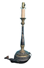 Beautiful Antique Metalwork Silver inlay Candlestick Lamp picture