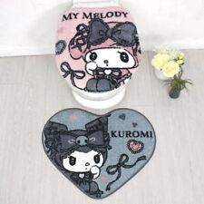 SANRIO Midnight Kuromi my melody Toilet cover & mat 2 piece set Cleaning ... picture