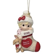 PRE-ORDER Dated 2026 Baby Girl First Christmas Ornament By: Precious Moments picture