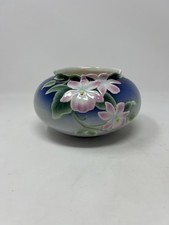 Franz Porcelain Pansy Squat Vase XP1900 Approx 6.5” W X 3.5” H With Box Li Fang picture