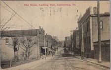 Pike Street Looking East Canonsburg PA 1913 Storefronts Postcard picture
