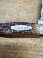 Vintage Kabar 1081 Stockman Pocket Knife USA 3-Blade Jigged Brown Handle picture