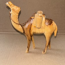 Vintage Hand Carved Wooden Camel Figurine Olive Wood Unique #E picture