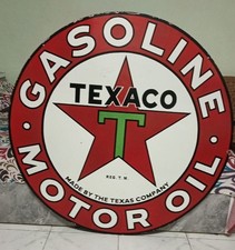 A.Texaco Gasoline rd Porcelain Enamel Heavy Metal Varaition Sign Double Side picture