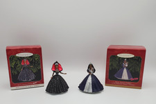 2 Hallmark Keepsake Ornaments African-American Barbie Holiday & Millennium Vtg picture