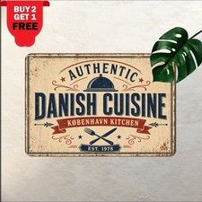 Authentic Danish Cuisine Bakery Kitchen Bistro Decor Retro Metal Tin Sign picture