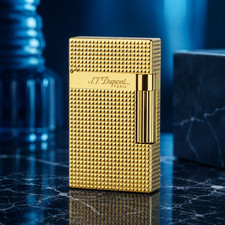 S.T. DUPONT Lighter Ligne2 Diamond head Gold Double Flame Ping Sound picture