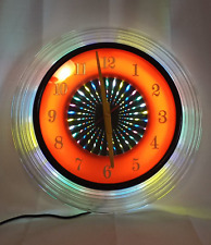Rare Vintage MCM Large Light Kaleidoscope Wall Clock Psychedelic Starburst picture