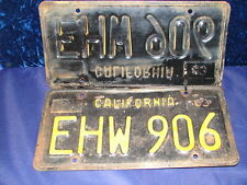 VTG 1963 PAIR CA Automobile License Plates ID Tags 