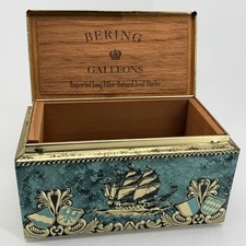 Vintage 1950's Bering Galleon Chest Cigar Tin Box  Tobacciana Decor Very Good picture
