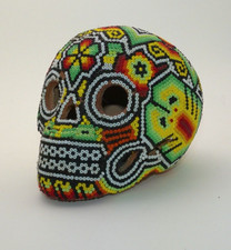 Huichol Beaded Art Sugar Skull Peyote Scorpions Jalisco Calaveras Dia Muertos picture