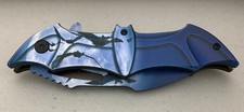 New In Box EliteEdge Batman Blue 8 Inch Folding Knife w/ Stainless Steel Blade  picture