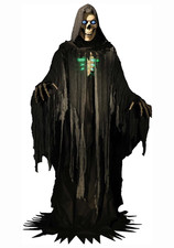 Animated Grim Reaper 10 Ft Black Halloween Life Size Haunted House Decoration picture