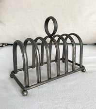 Vintage French Silver-Plated 6-Slot Toast Rack & Letter Holder on Ball Feet picture