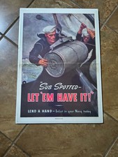 Original 1943 WWII US Poster Navy Sub Spotted Let Em Have It  McClelland Barclay picture