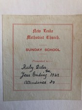 1942 New Leake Methodist Church Sunday School Ruby Dales award book plate picture