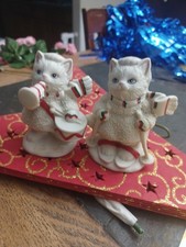 Christmas Figurines  Vintage Cat Set From Lefton  picture