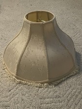 Vintage Victorian Style Floral Design Ivory Lamp Shade with Fringe 17.5”x10.5” picture