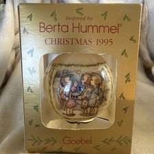 Vintage 1995 Goebel Berta Hummel Merry News Glass Ball Christmas Ornament NIB picture