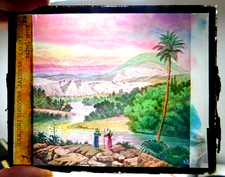 Antique Odd Fellows Magic Lantern Glass Slide / The River Jordan picture