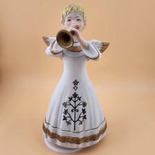 Vtg 1970s Schmid Angel Music Box Lara’s Theme Rotating Porcelain Japan w/ Box picture