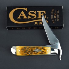 Case XX Russlock Peach Seed Jig Amber Bone Stainless Pocket Knife NIB - 00260 picture