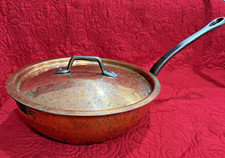VTG Bourgeat Copper Sauteuse Bombee Sauce Pan 28 LID Stainless France SITS FLAT picture
