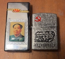 2 Vintage Lighters One With Mao’s Photo And  A FH Flame Lighter W/Hammer&sickle picture