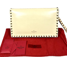 Valentino Garavani Purse Clutch Bag Rockstud Flap Wristlet Leather Authentic picture