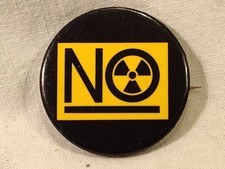 Vintage Political Environmental Anti Nuclear Power And Radiation Pinback Button  picture