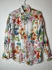 ETRO Long Sleeve 100% Linen Button Down Shirt Floral 42 6 Blouse  picture