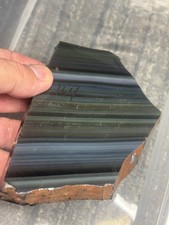 Blue Green Rainbow Obsidian Slab For Flint Knapping 5 1/2 X 3 1/2 Nice Thick 3/8 picture