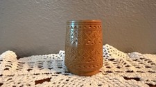 Vintage Hand Carved Wooden Trinket Holder Cup picture